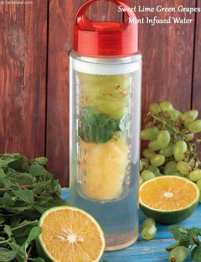 Sweet Lime Green Grapes Mint Infused Water recipe
