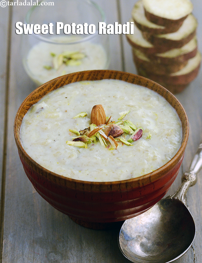 sweet potato rabdi recipe | shakarkand rabri | rabdi for vrat, upvas, fasting |