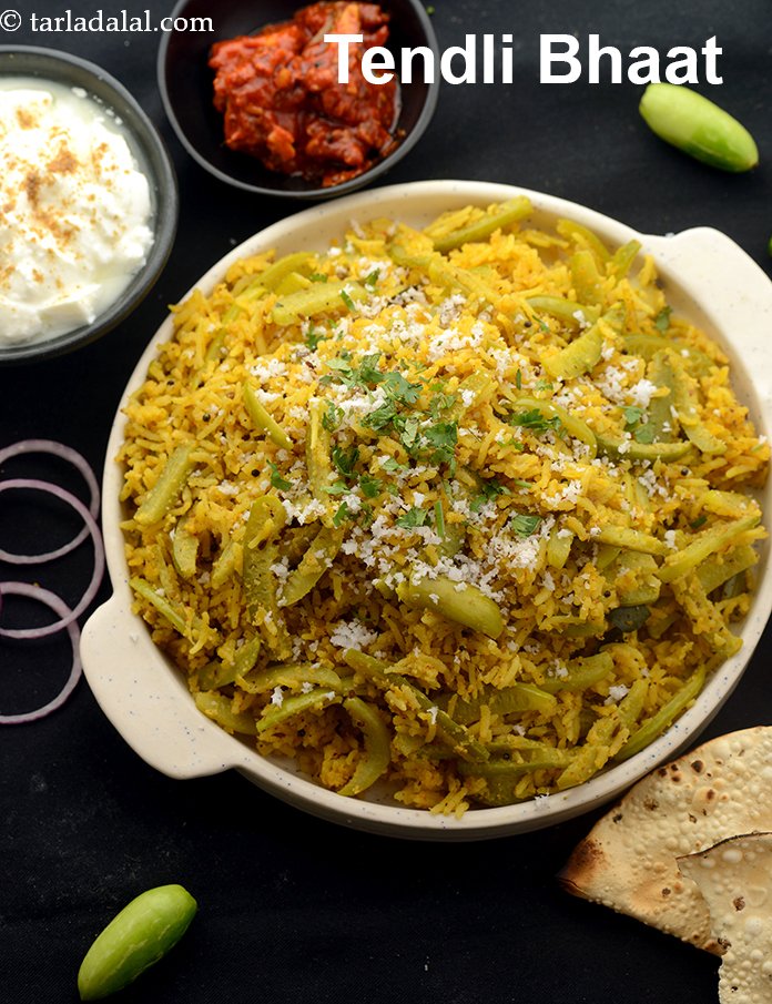 Tendli Bhaat, Maharashtrian Tendli Bhaat, Ivy Gourd Rice |