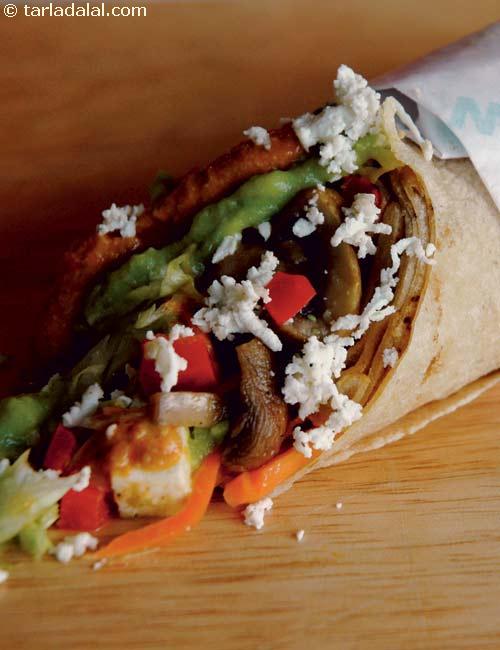 Thai Satay Mushroom Paneer Wrap recipe