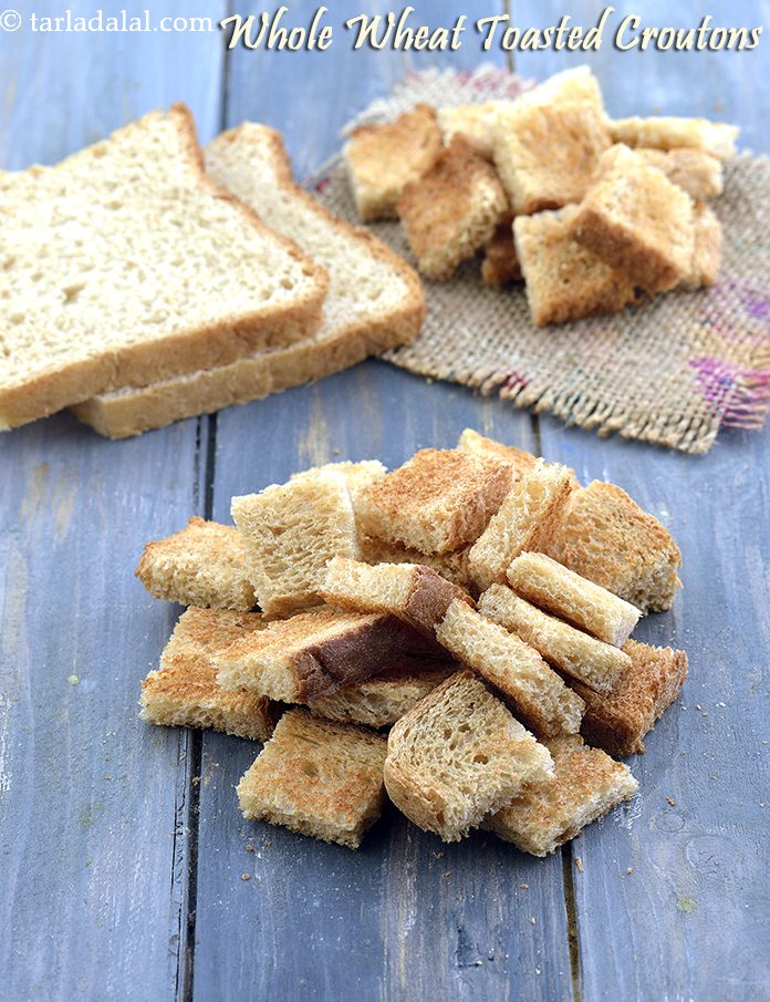 whole wheat toasted croutons recipe | homemade whole wheat croutons | easy whole wheat croutons | whole wheat croutons without oven |
