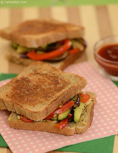 Toasted Eggplant and Zucchini Sandwich recipe