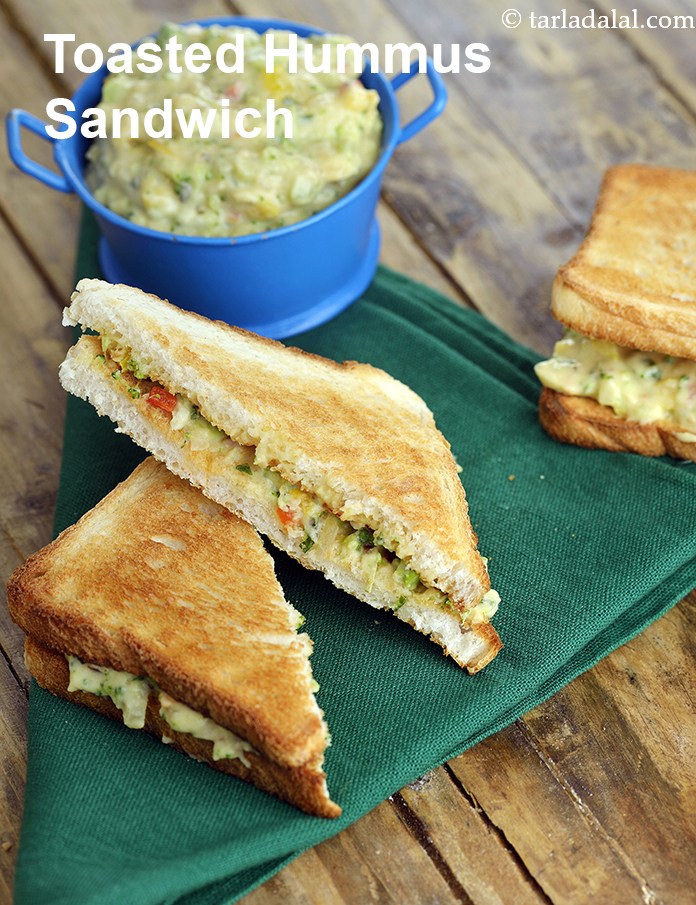 Toasted Hummus Sandwich with Vegetables recipe, Veggie Hummus Sandwich
