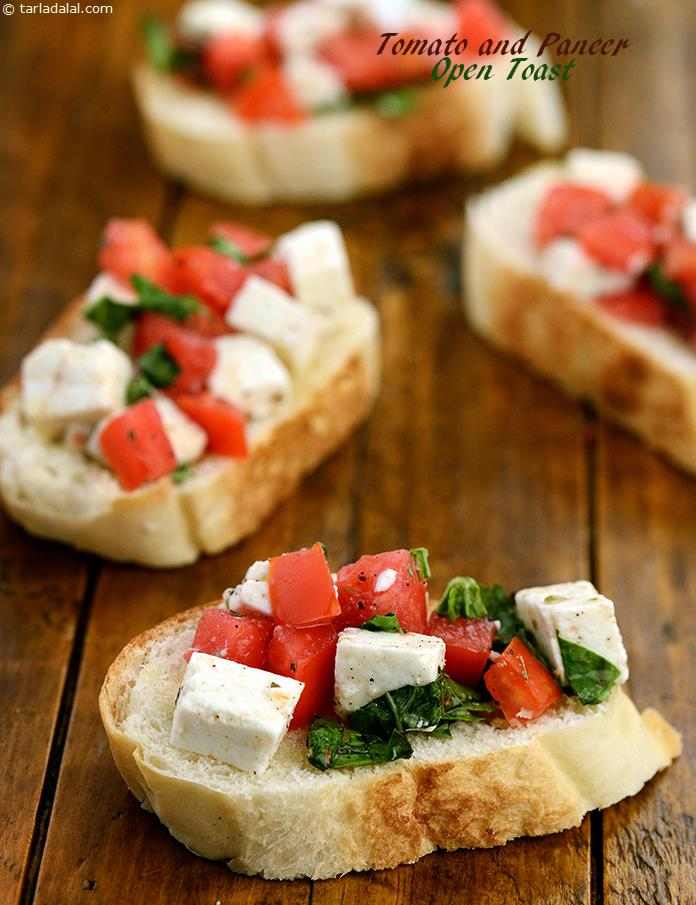 टमॅटो एण्ड पनीर ओपन टोस्ट रेसिपी, Tomato and Paneer Open Toast Recipe In Hindi