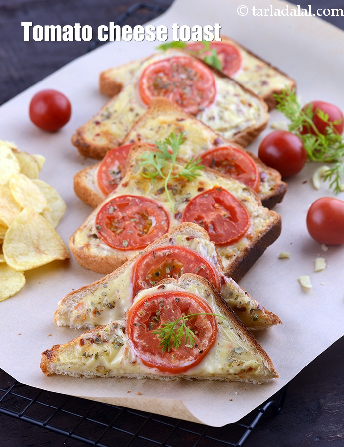 tomato cheese toast recipe | tomato on toast Indian style | tomato and cheese open sandwich |