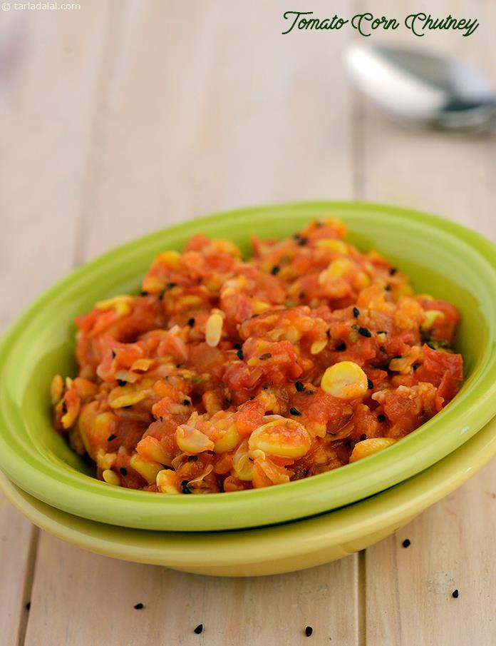 Tomato Corn Chutney recipe, One Dish Meals