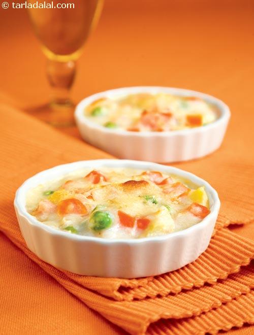Baked Vegetable Au Gratin recipe, Vegetarian Recipes