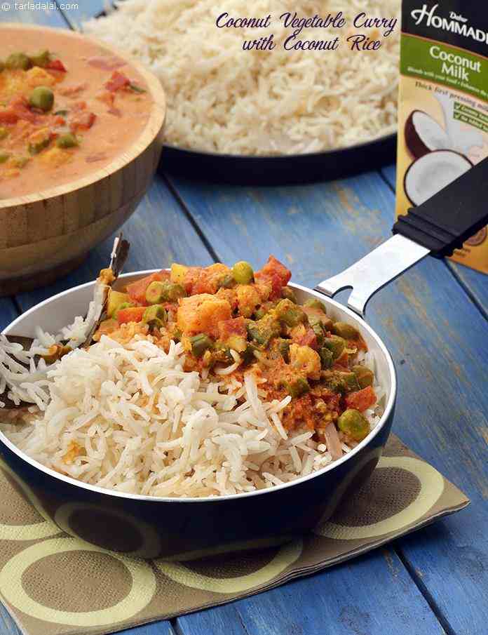 Coconut Vegetable Curry with Coconut Rice recipe, Vegetarian Recipes