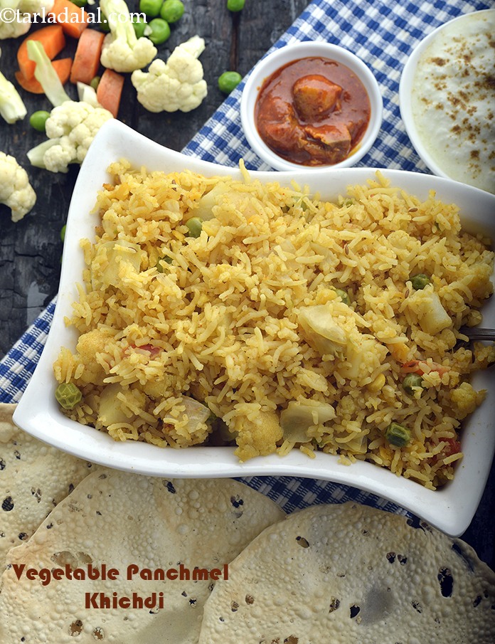 vegetable panchmel khichdi recipe | mixed dal and vegetable khichdi |