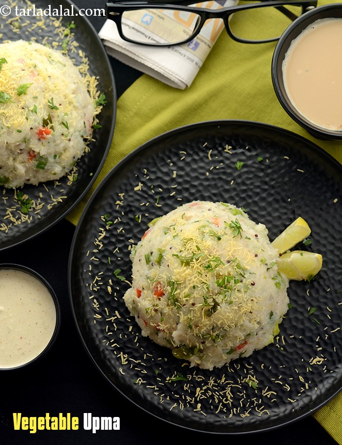 वेजिटेबल उपमा रेसिपी | सूजी वेजिटेबल उपमा | दक्षिण-भारतीय | vegetable upma in hindi