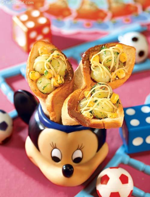 Whole Wheat Bread Cones with Potato and Mint Filling recipe