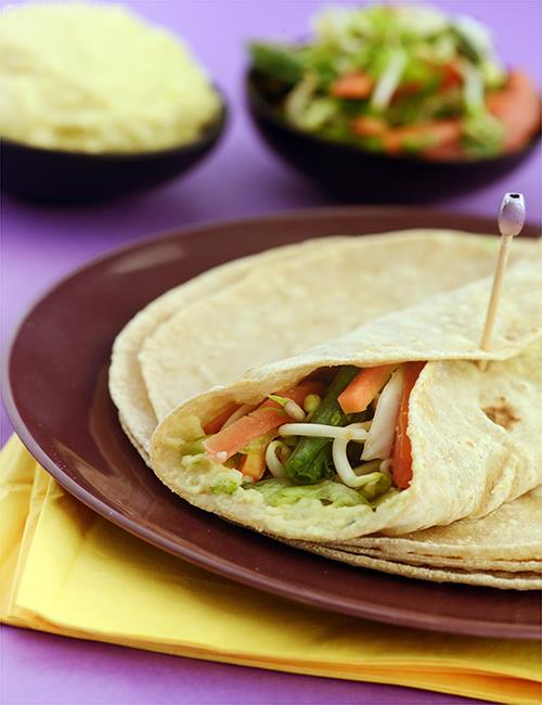 Whole Wheat Salad Hummus Wrap recipe, Low Cholesterol Foods