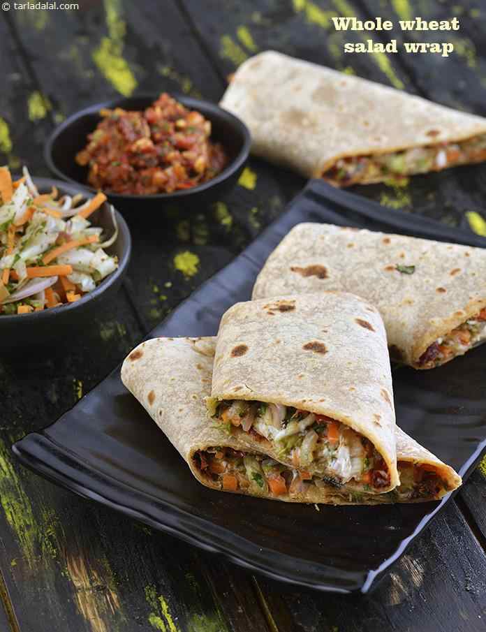होल व्हीट सलाद रैप रेसिपी, Whole Wheat Salad Wrap, Healthy Wrap Recipe In Hindi