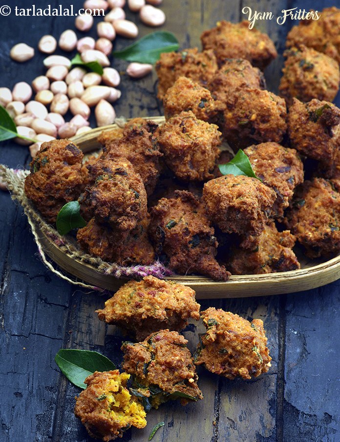 yam fritters recipe | suran pakoda | Indian yam and onion fritters |