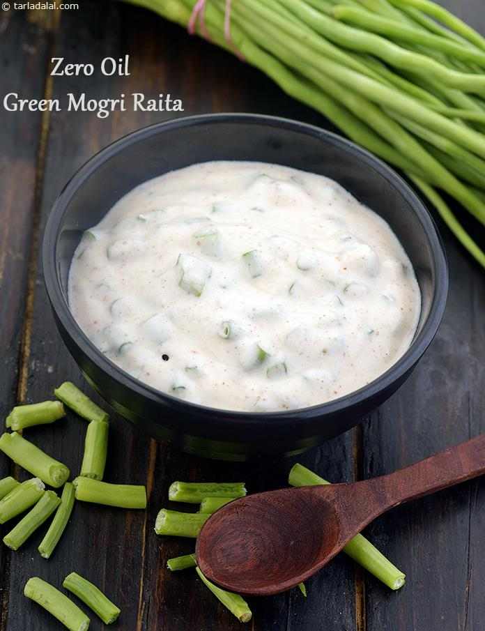 Zero Oil Green Mogri Raita recipe