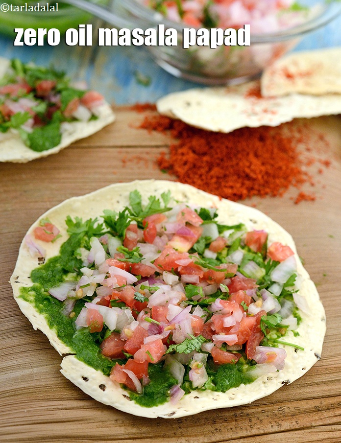 zero oil masala papad | Indian masala papad recipe | zero oil vegetable papad |