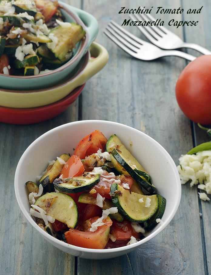 Zucchini Tomato and Mozzarella Caprese, Italian Stir-fry recipe
