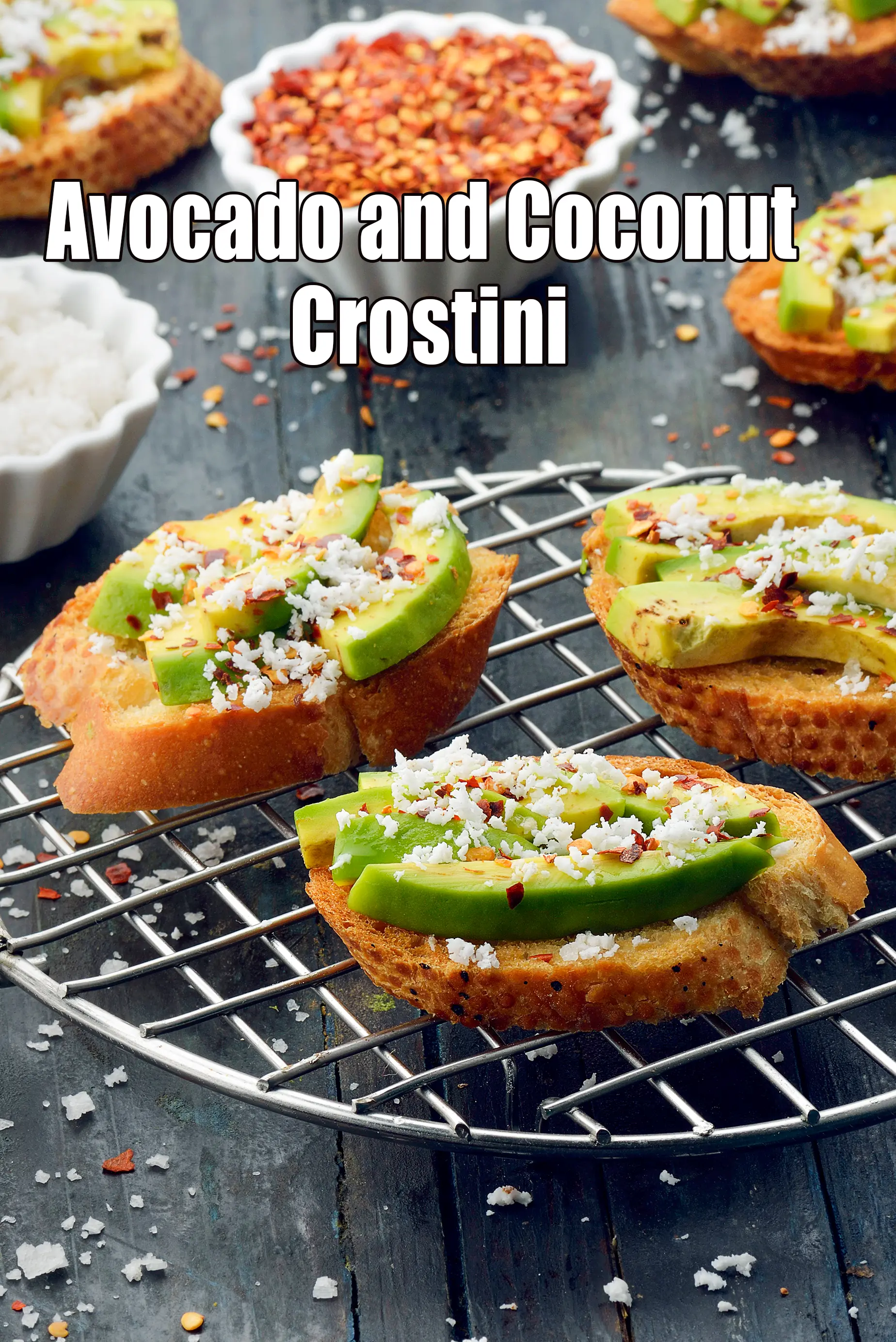 Avocado and Coconut Crostini