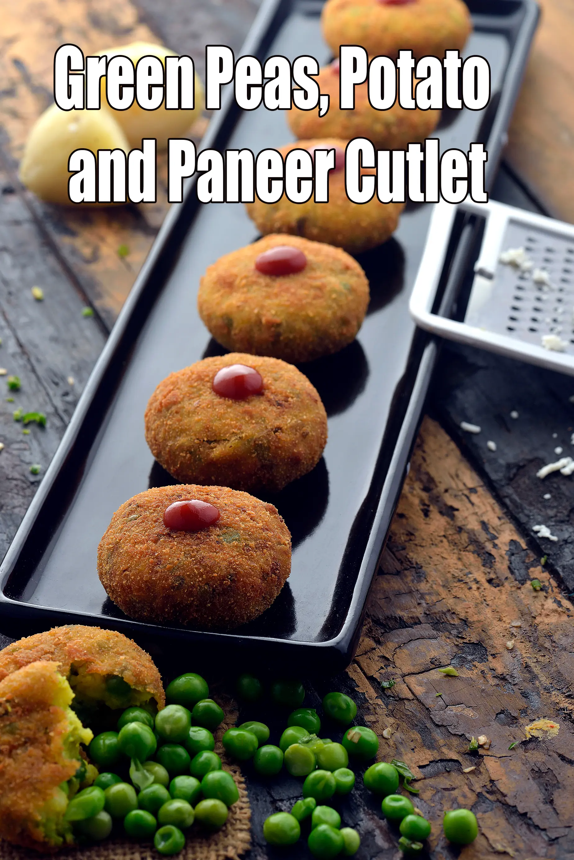 green peas potato and paneer cutlet recipe | aloo matar paneer tikki |