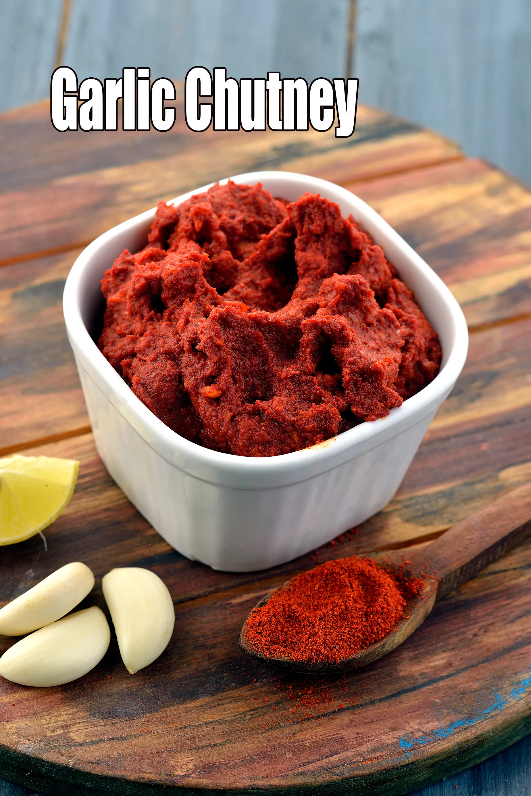 Garlic Chutney, Red Garlic Chutney, Wet Lasun Indian Chutney