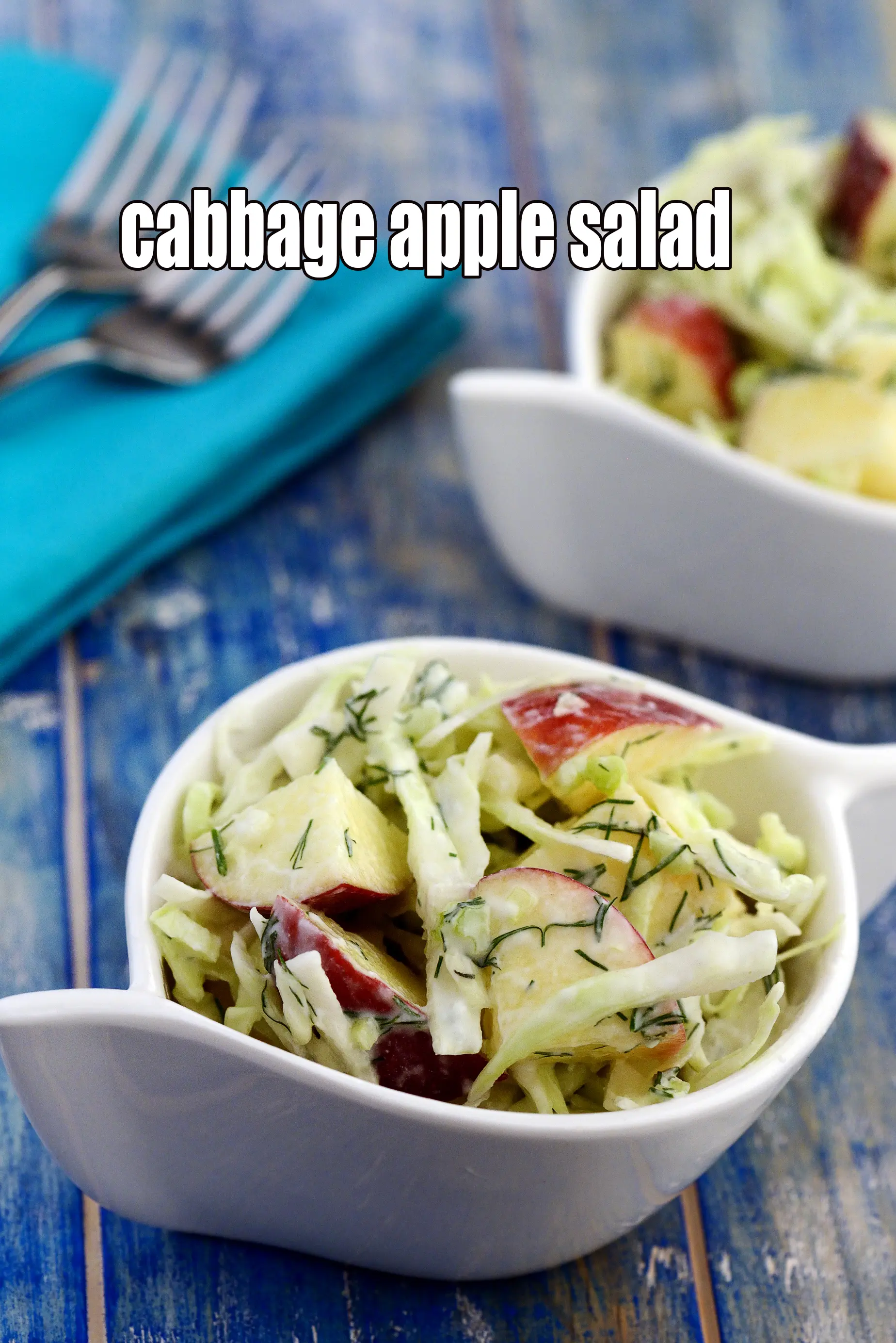 cabbage apple salad recipe | healthy Indian apple cabbage salad | cabbage apple salad with dill dressing |