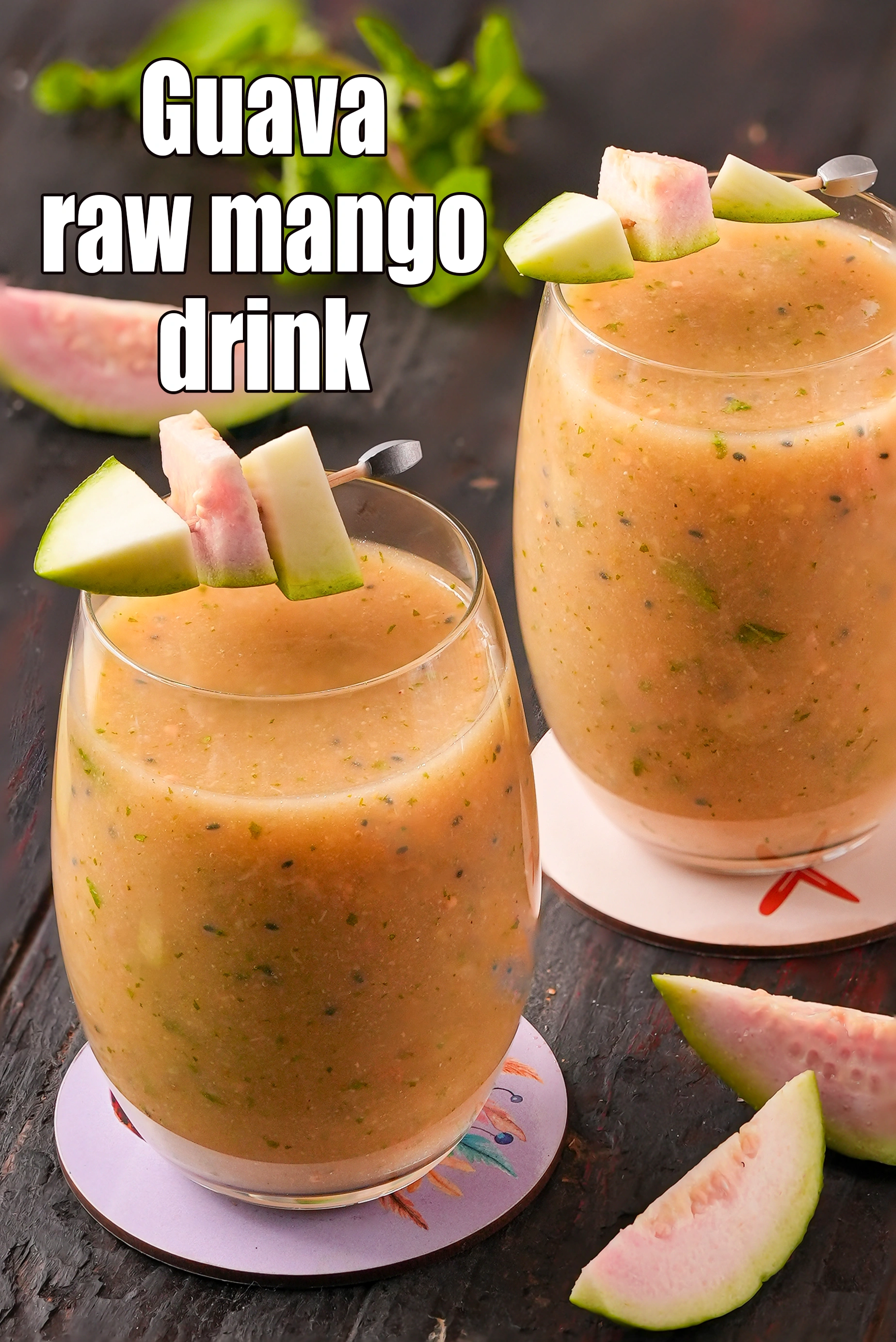 Guava raw mango drink | healthy Peru mango panna |  amrud aam pudina drink |