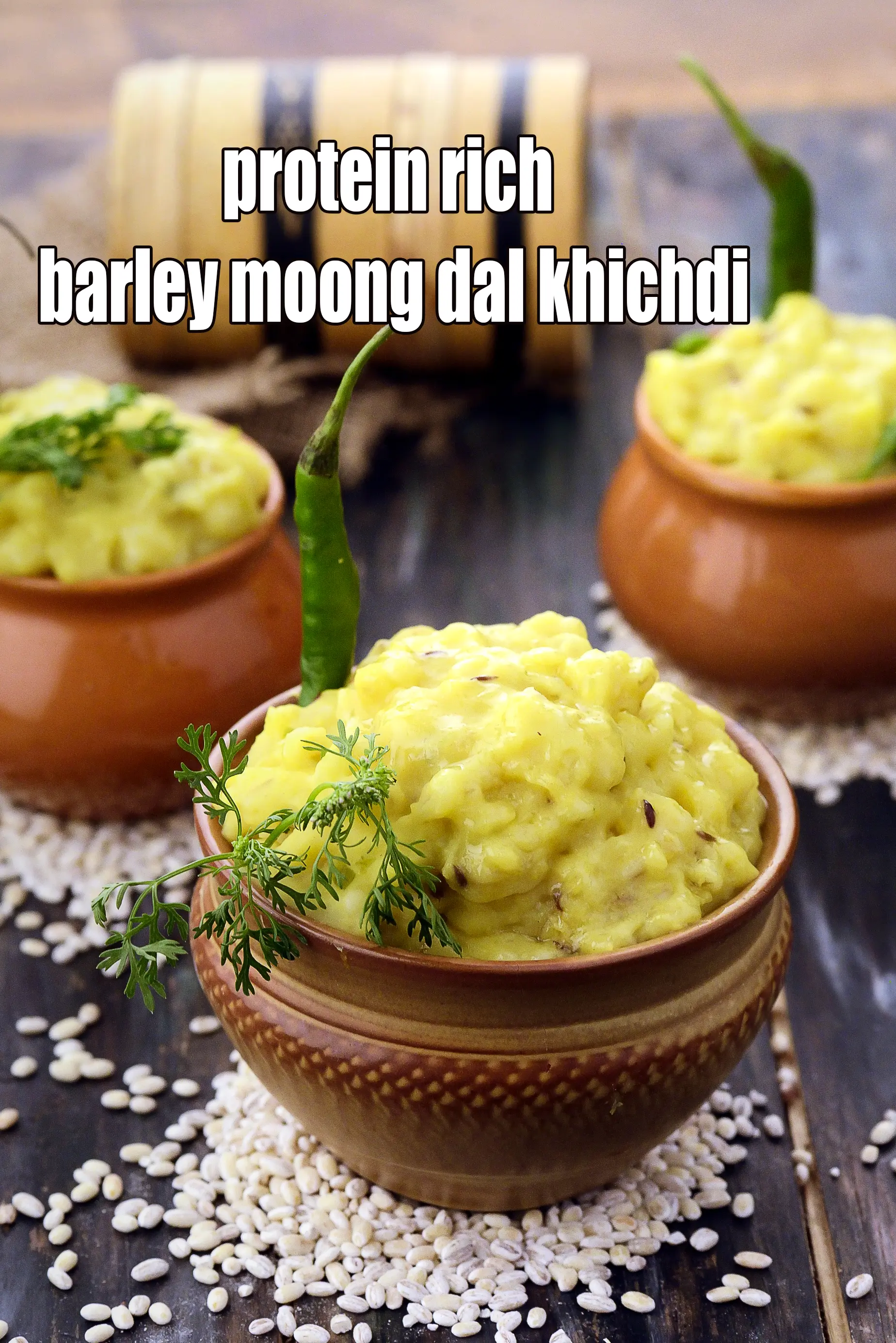 protein rich barley moong dal khichdi recipe | healthy barley yellow moong dal khichdi for weight loss | jau dal khichdi |