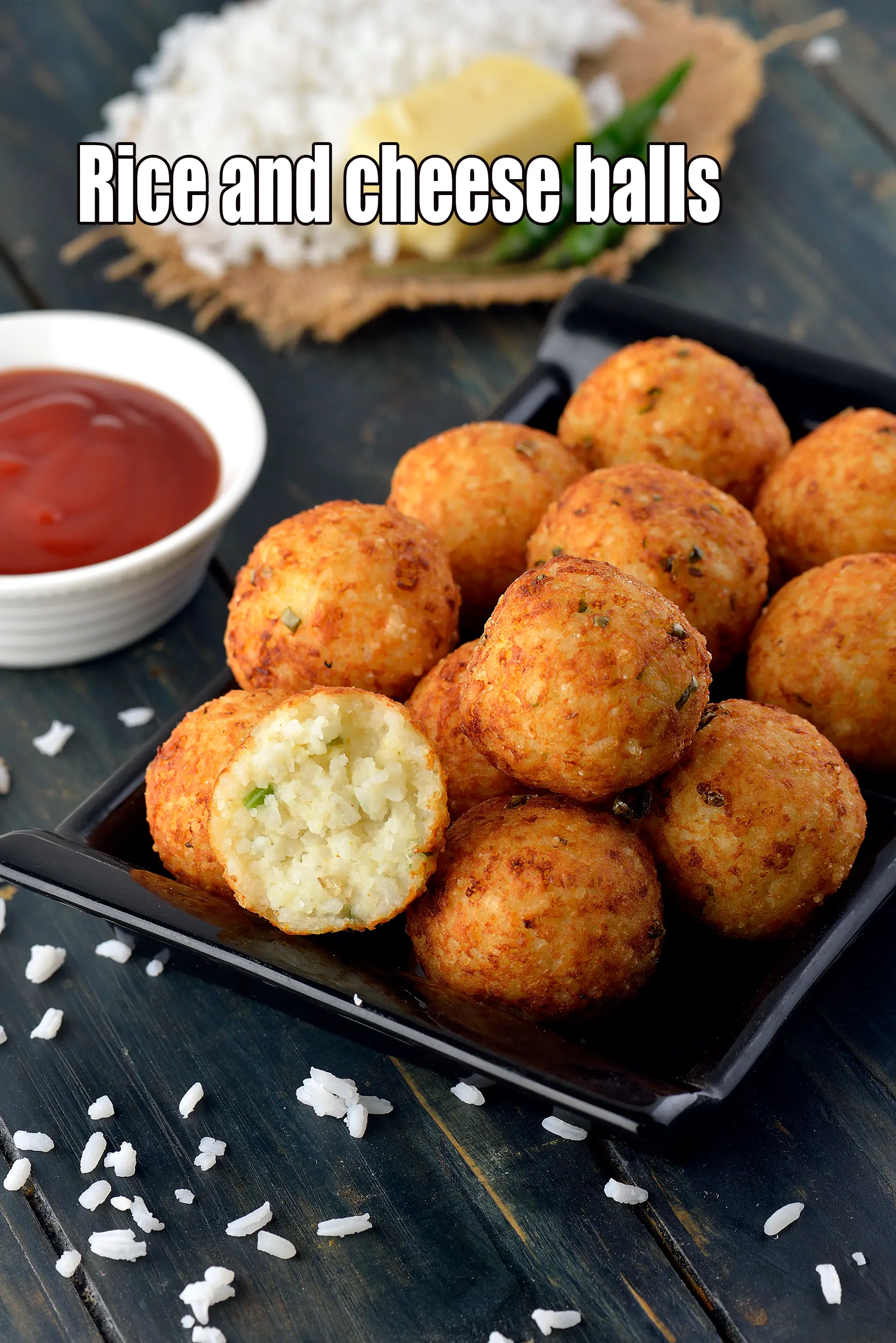 rice and cheese balls recipe | cheesy masala rice balls | l
