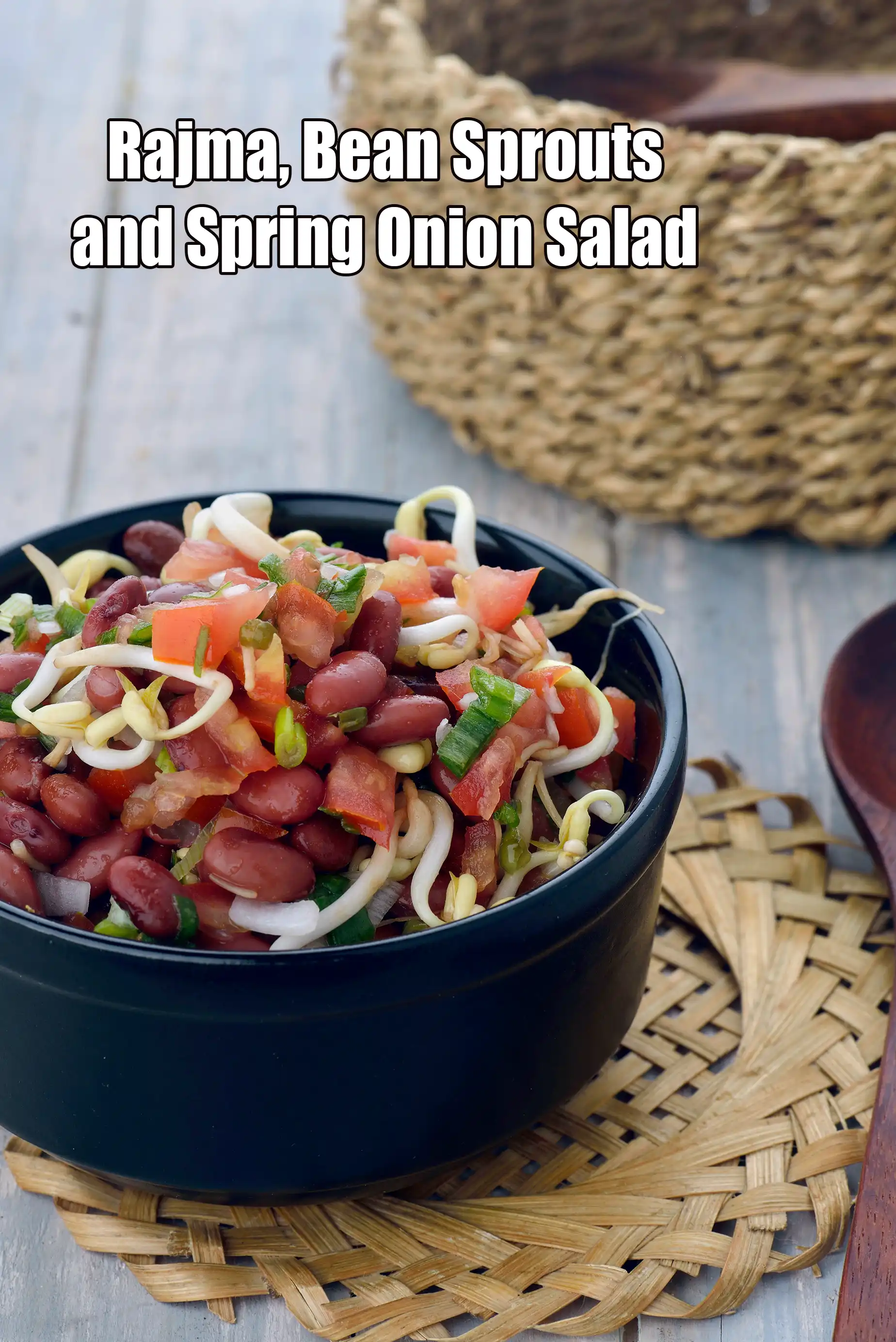 Rajma, Bean Sprouts and Spring Onion Salad recipe, Healthy Recipes