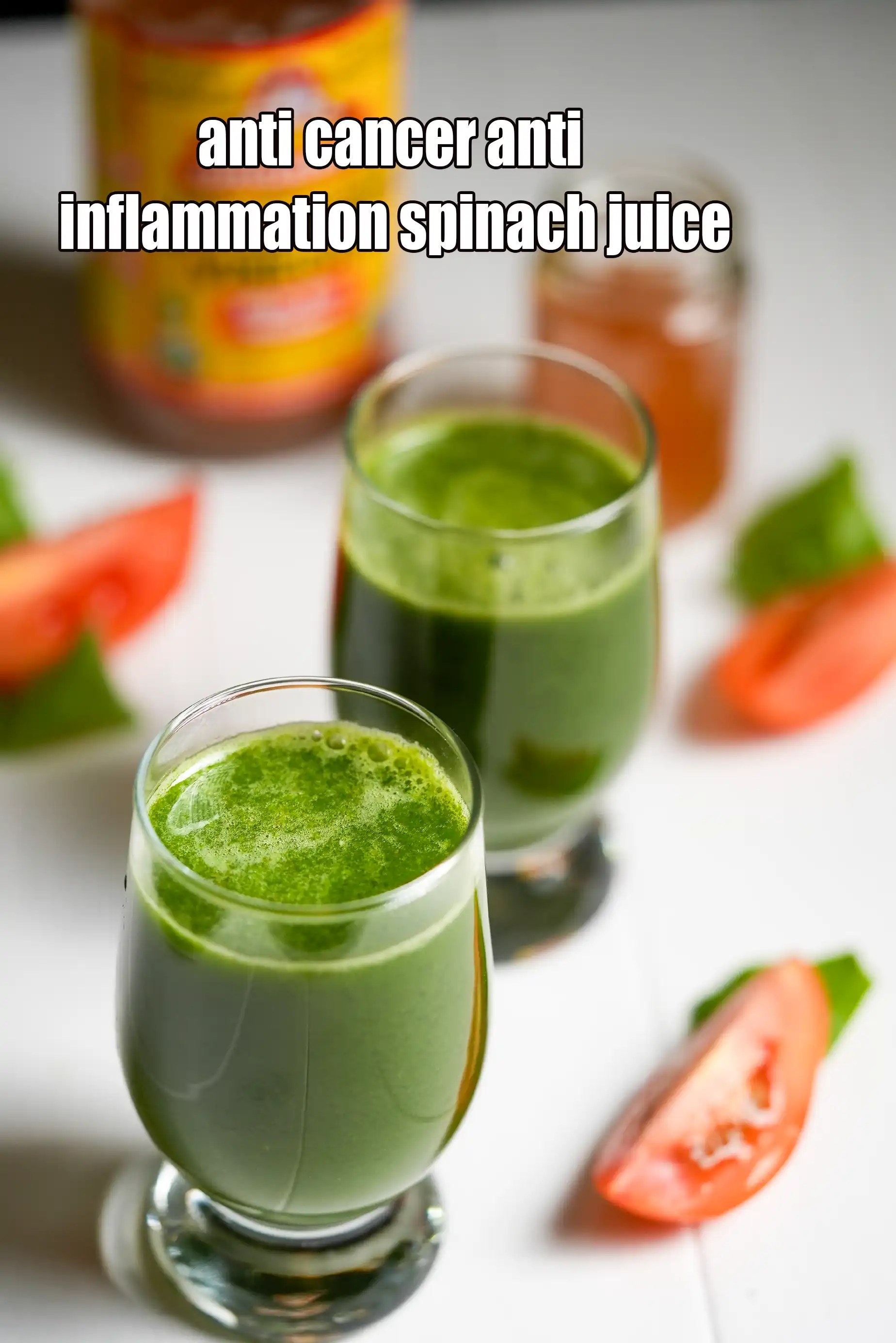 anti cancer anti inflammation spinach juice recipe | healthy Indian palak tamatar juice | cancer fighting detox juice |