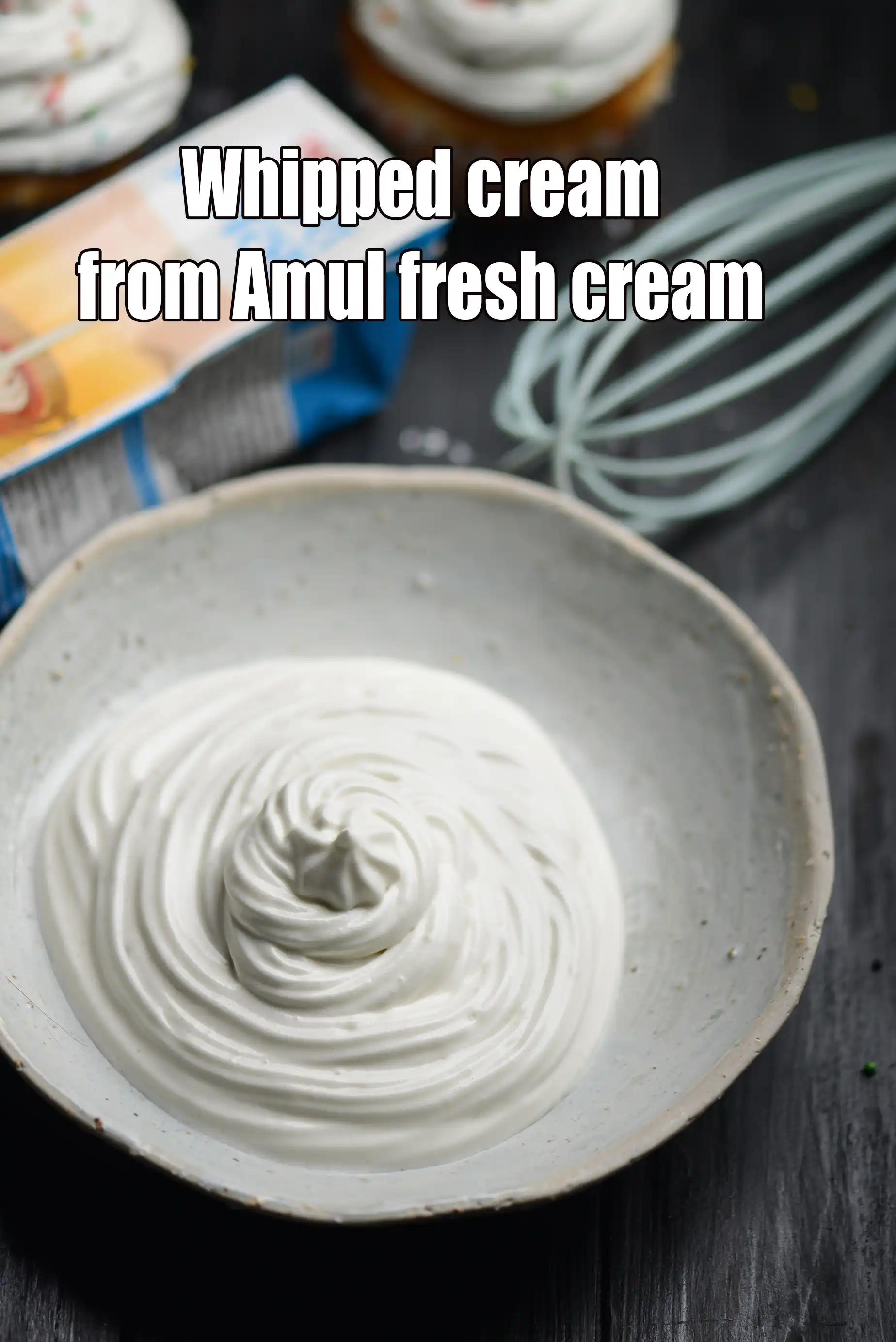 Whipped cream from Amul fresh cream recipe | Indian whipped cream 25% using milk fat cream | whipped cream from low fat cream |