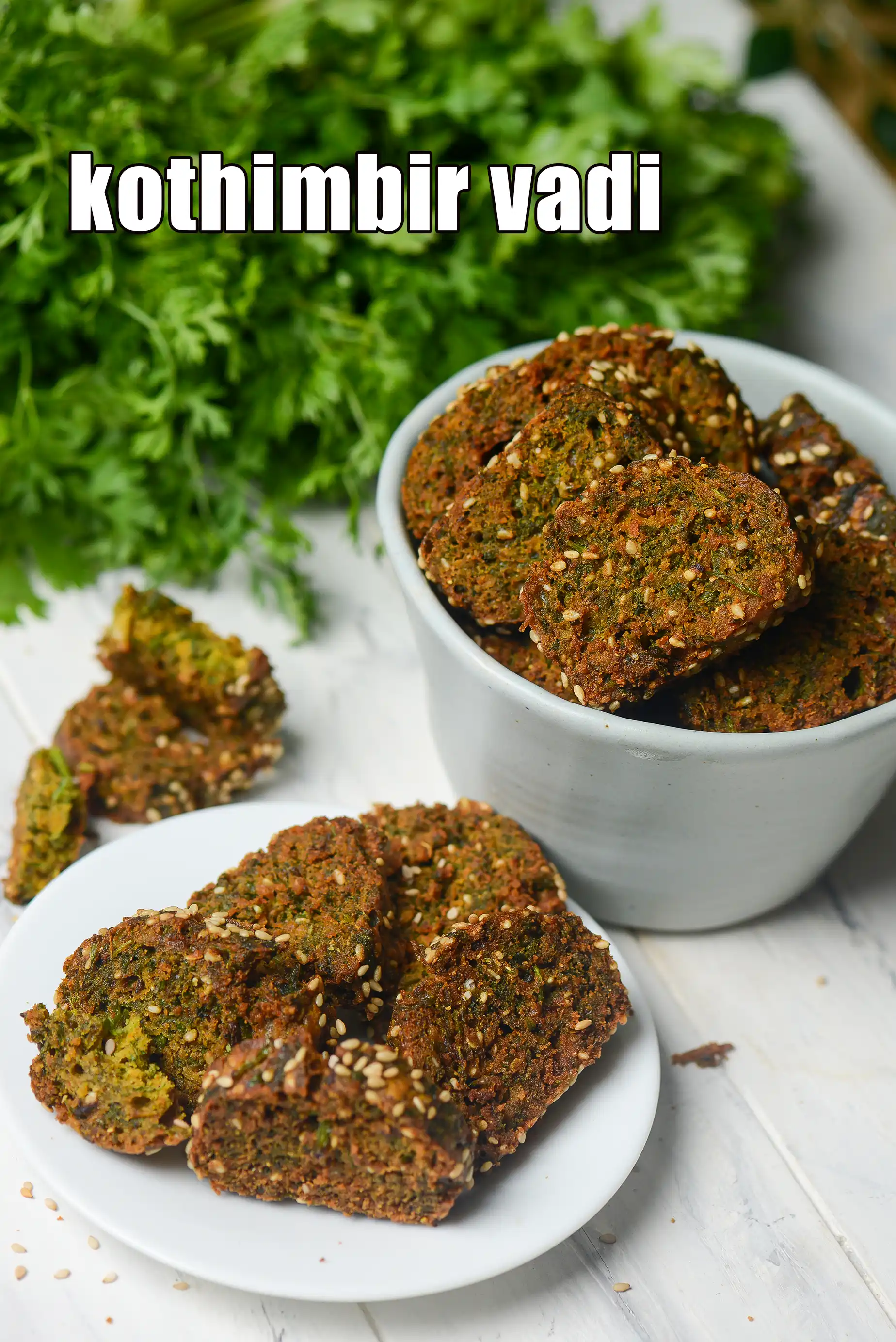 kothimbir vadi recipe | steamed kothimbir vadi | healthy zero oil kothimbir vadi