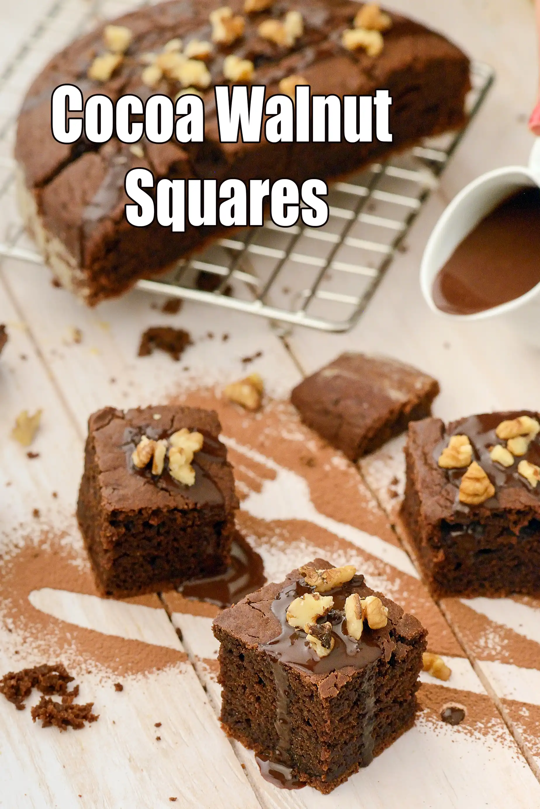Cocoa Walnut  Squares recipe | Eggless Chocolate Walnut Brownies | Indian-Style Chocolate Walnut Fudge |