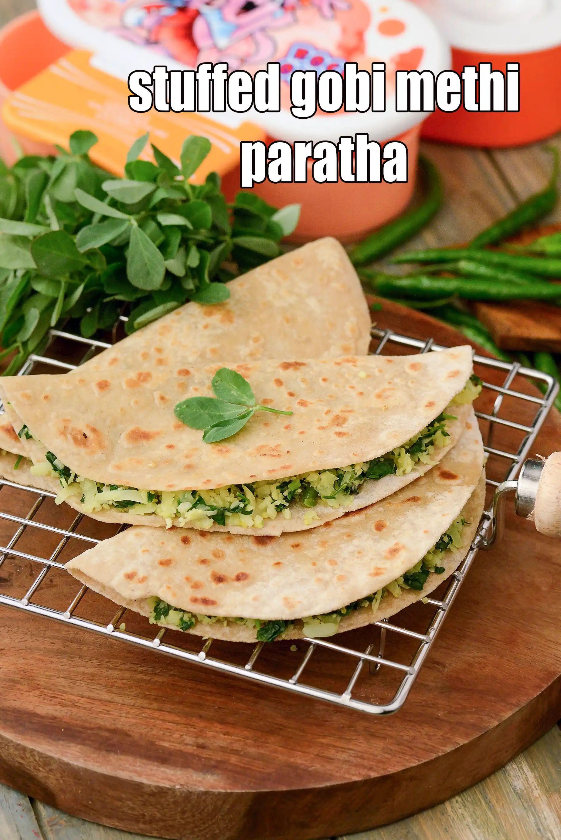 stuffed gobi methi paratha recipe | healthy cauliflower whole wheat methi paratha | easy stuffed Indian paratha |