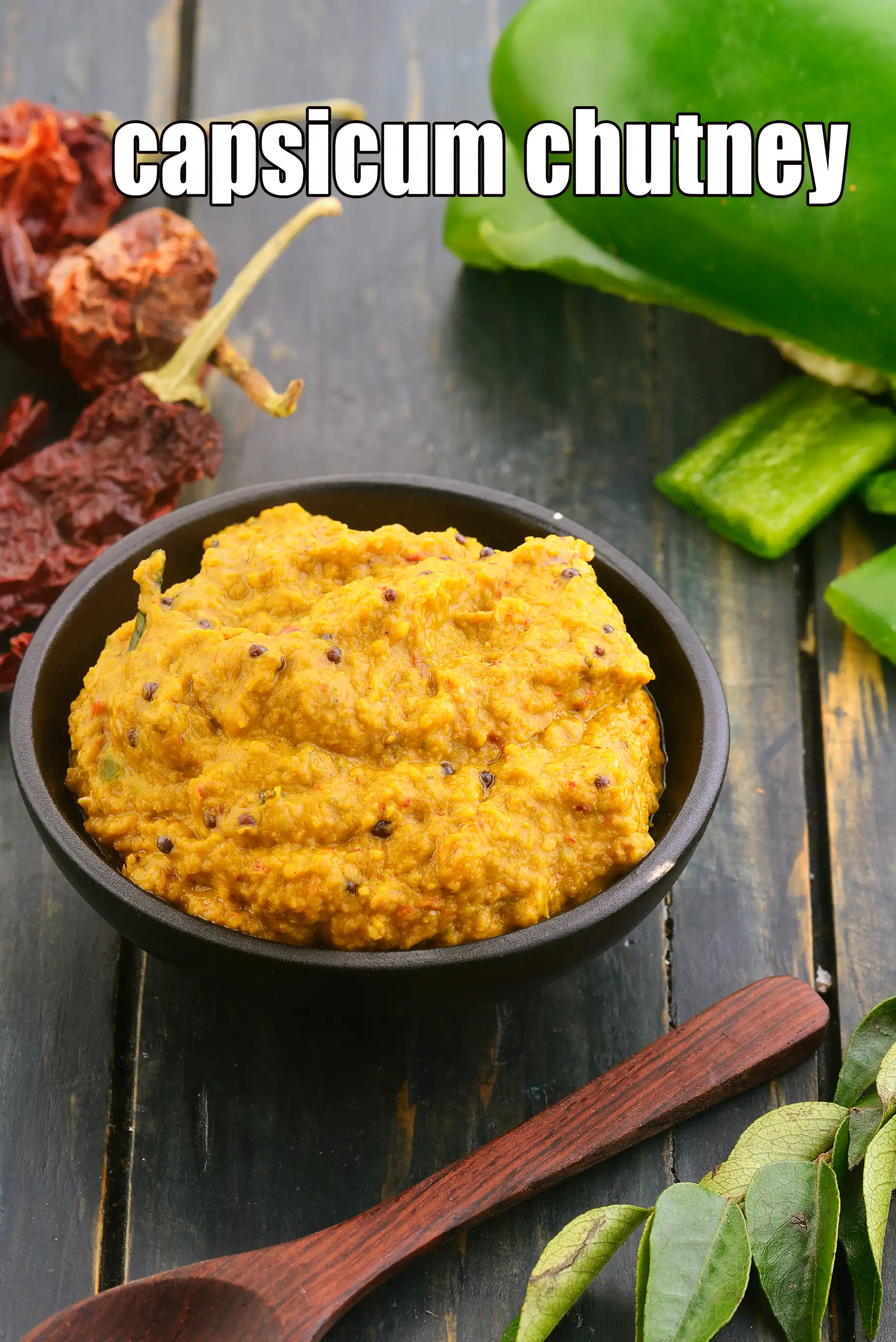 capsicum chutney recipe | Indian bell pepper chutney | South Indian capsicum chutney for idli and dosa | healthy capsicum chutney |