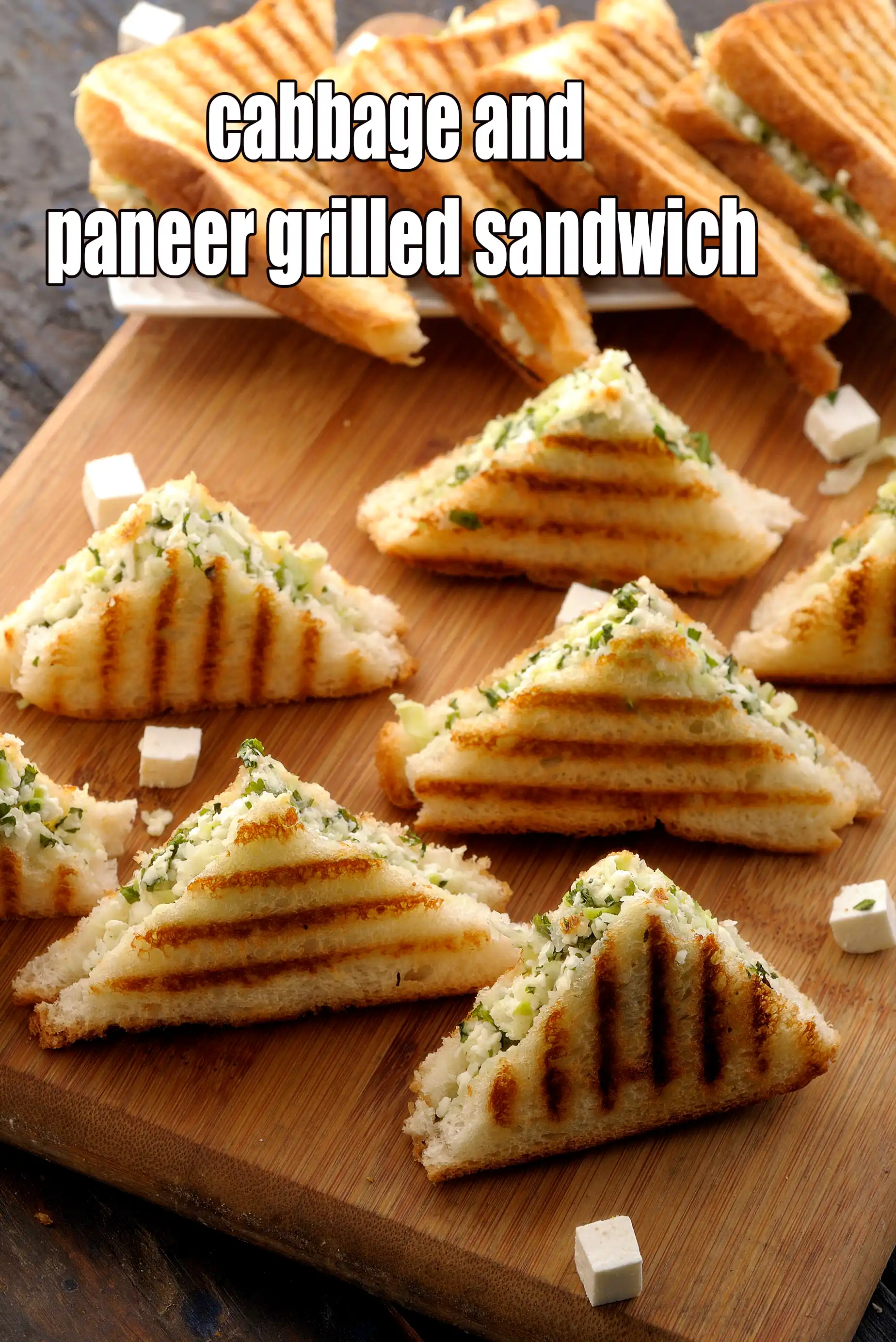 cabbage and paneer grilled sandwich | paneer cabbage grilled sandwich | cottage cheese and cabbage grilled sandwich |