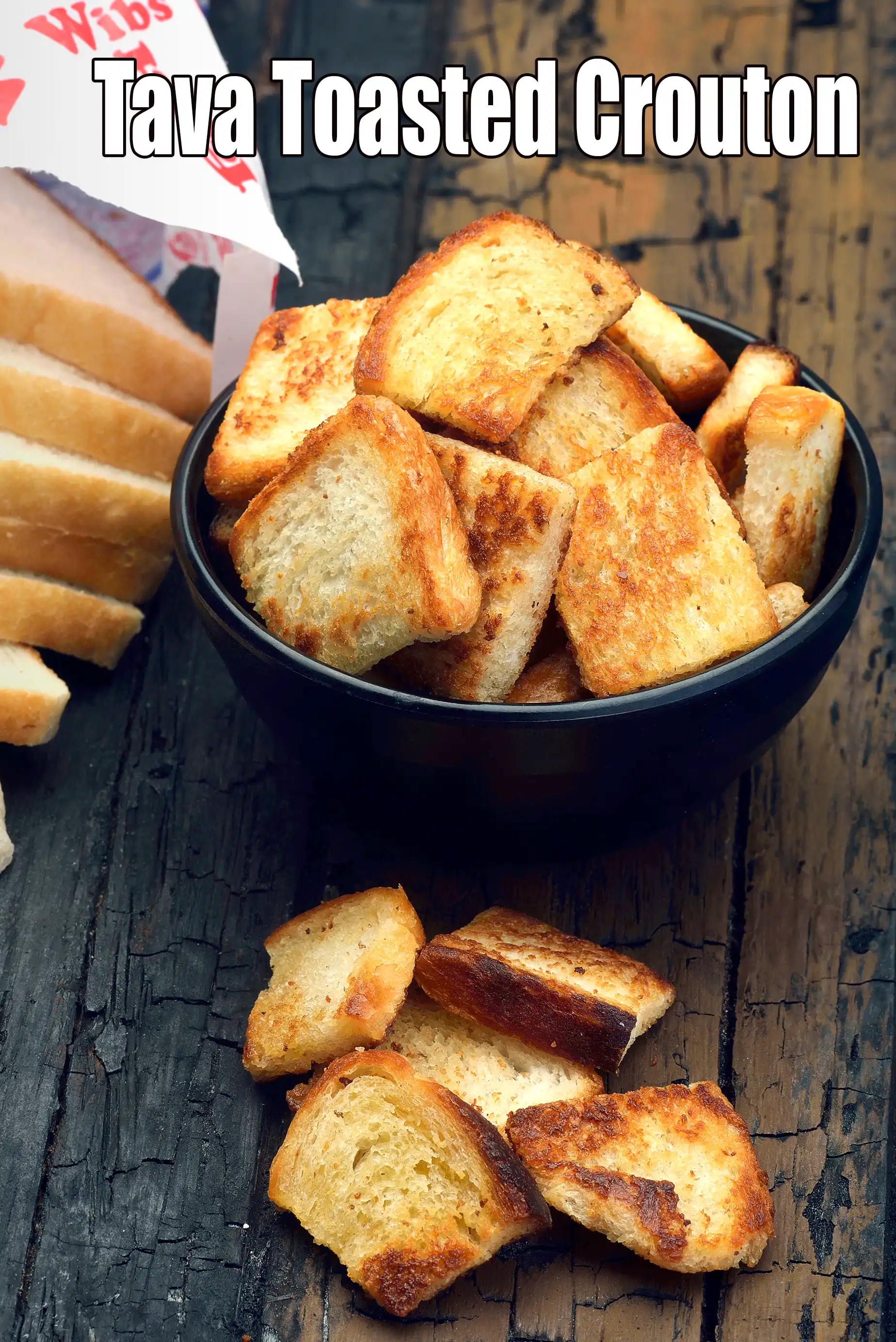 Tava Toasted Crouton Recipe | Indian style croutons | quick croutons without oven |