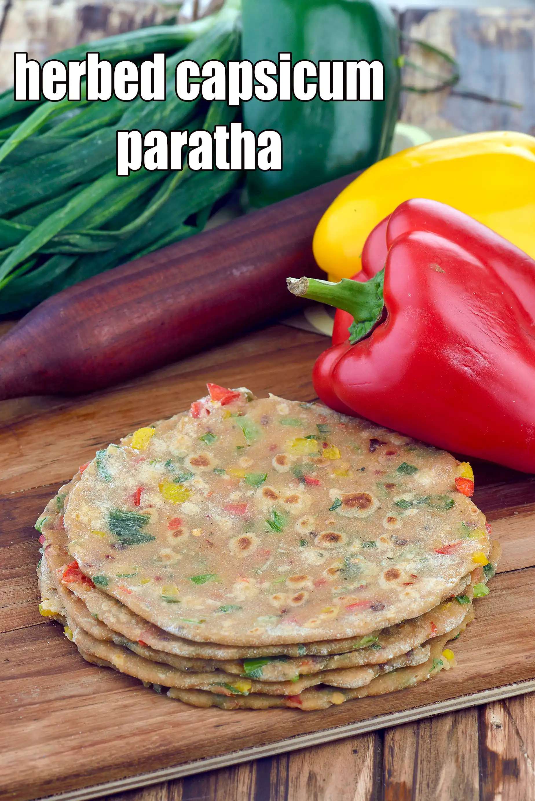 herbed capsicum paratha recipe | healthy shimla mirch paratha | bell pepper paratha Indian breakfast | how to make capsicum paratha |