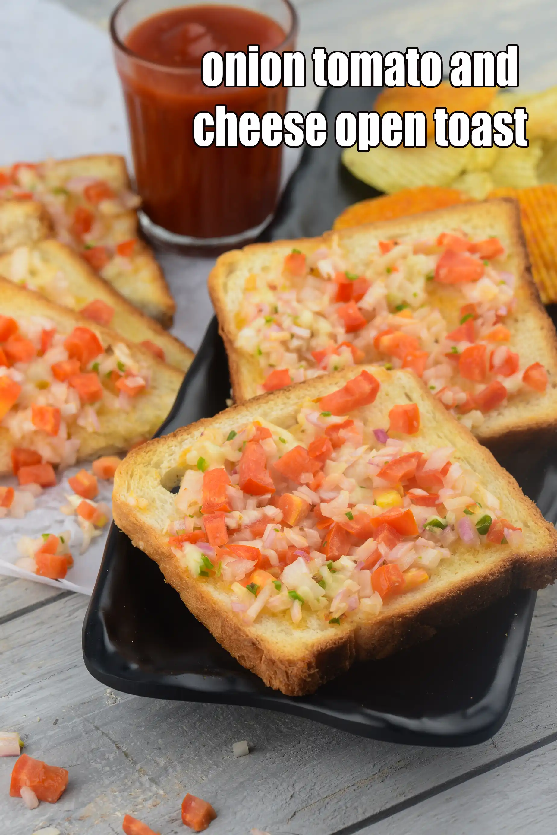 onion tomato and cheese open toast recipe | 10 minute sandwich | crunchy onion tomato toast | Indian open toasted sandwich |