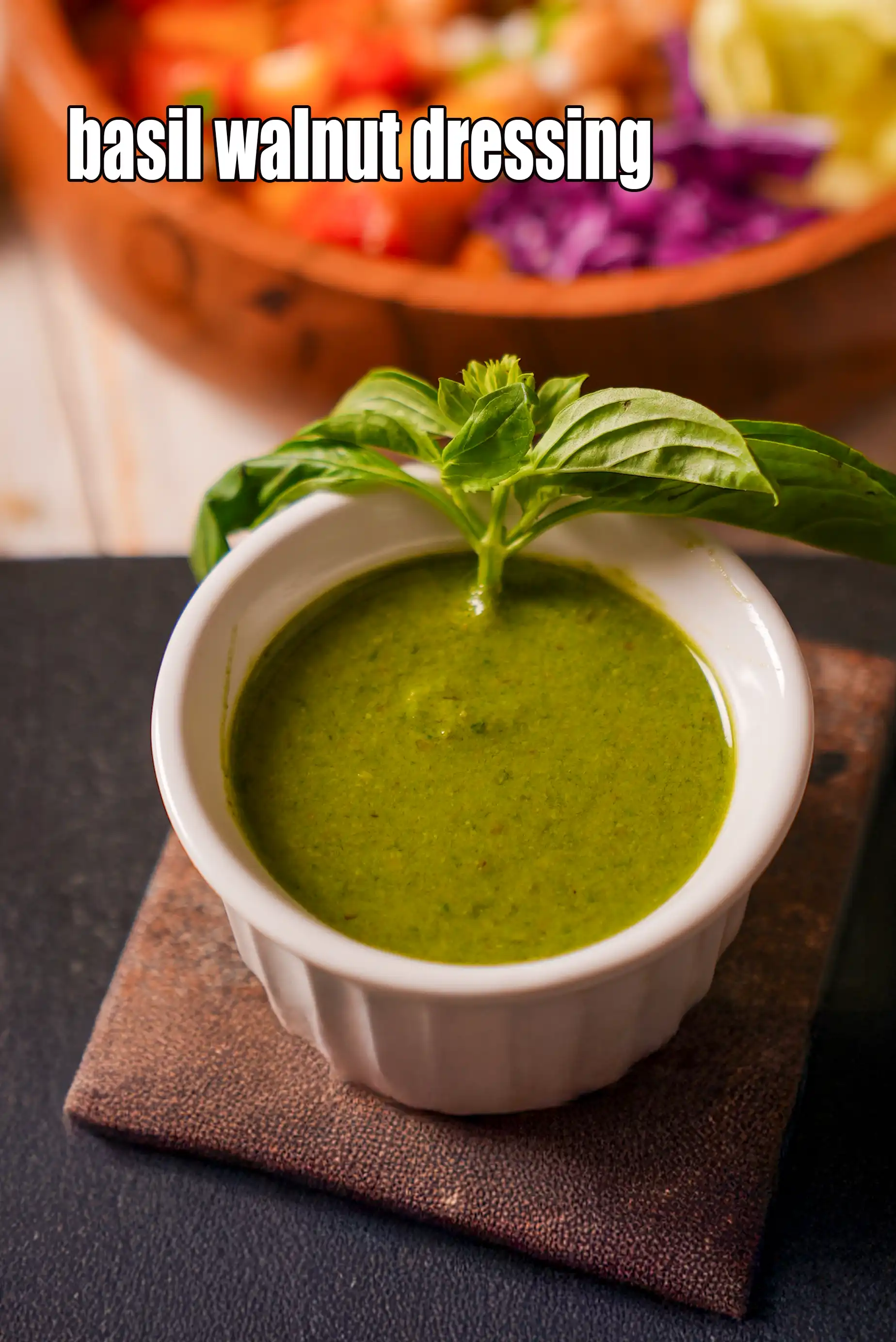 basil walnut dressing recipe | Indian style basil walnut dressing | basil walnut pesto |