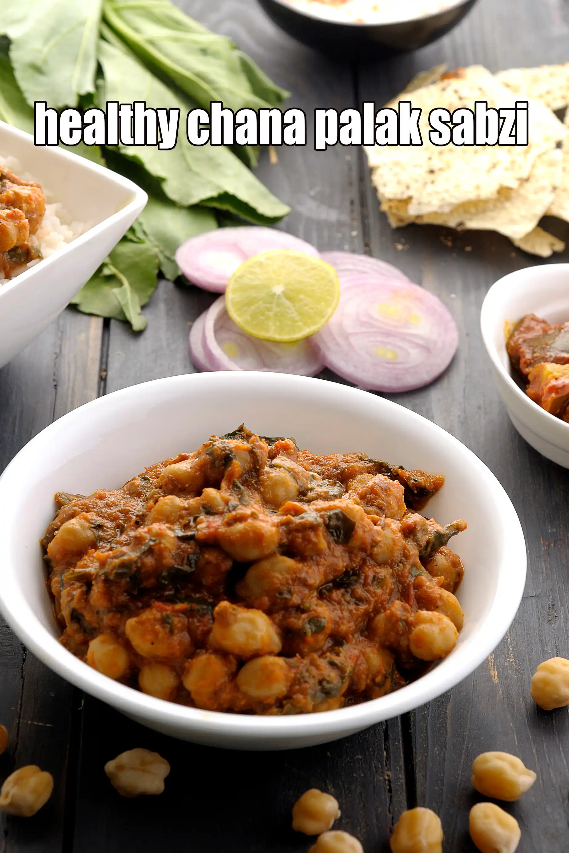 healthy chana palak sabzi recipe | chana palak with brinjal and tomatoes | chana palak curry | nutritious palak chole |