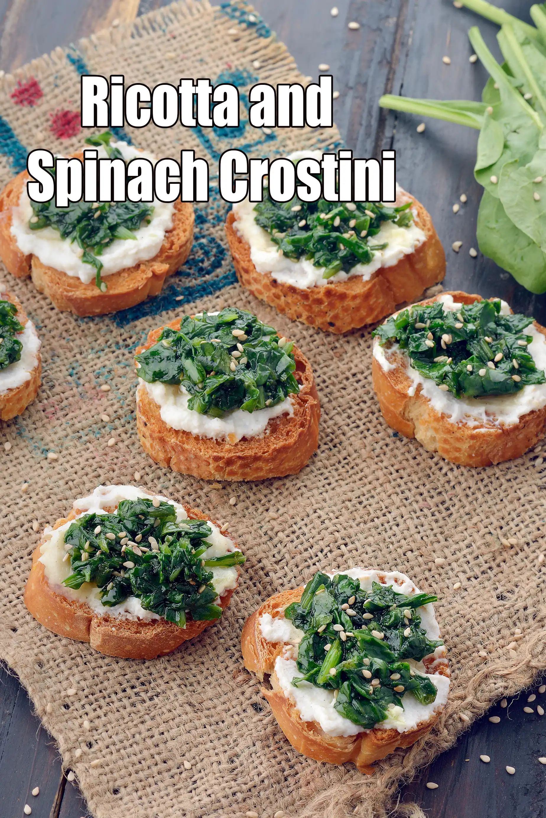 Ricotta and Spinach  Crostini