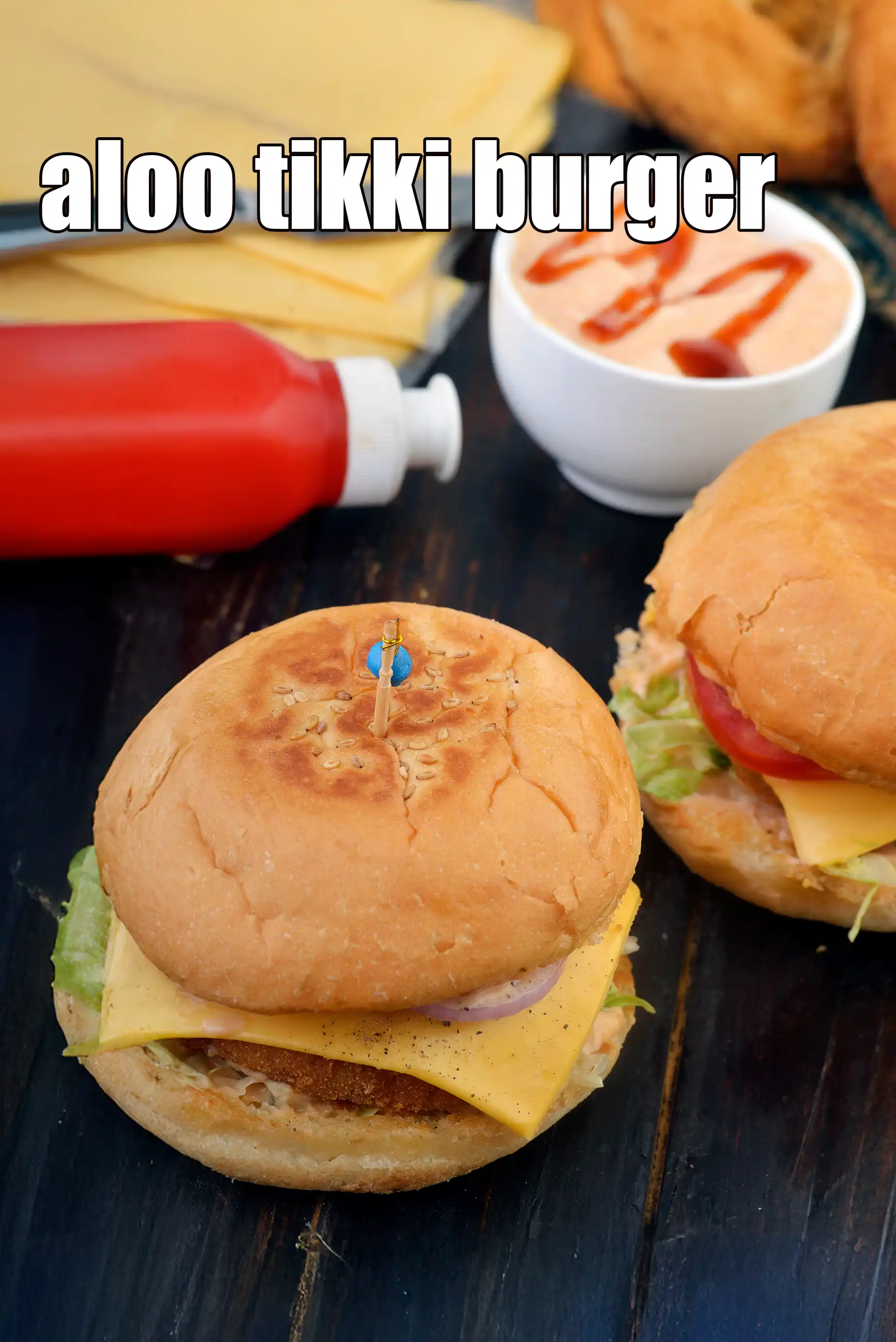 aloo tikki burger recipe | macaloo tikki burger | Indian style aloo tikki burger | restaurant style veg aloo tikki burger |