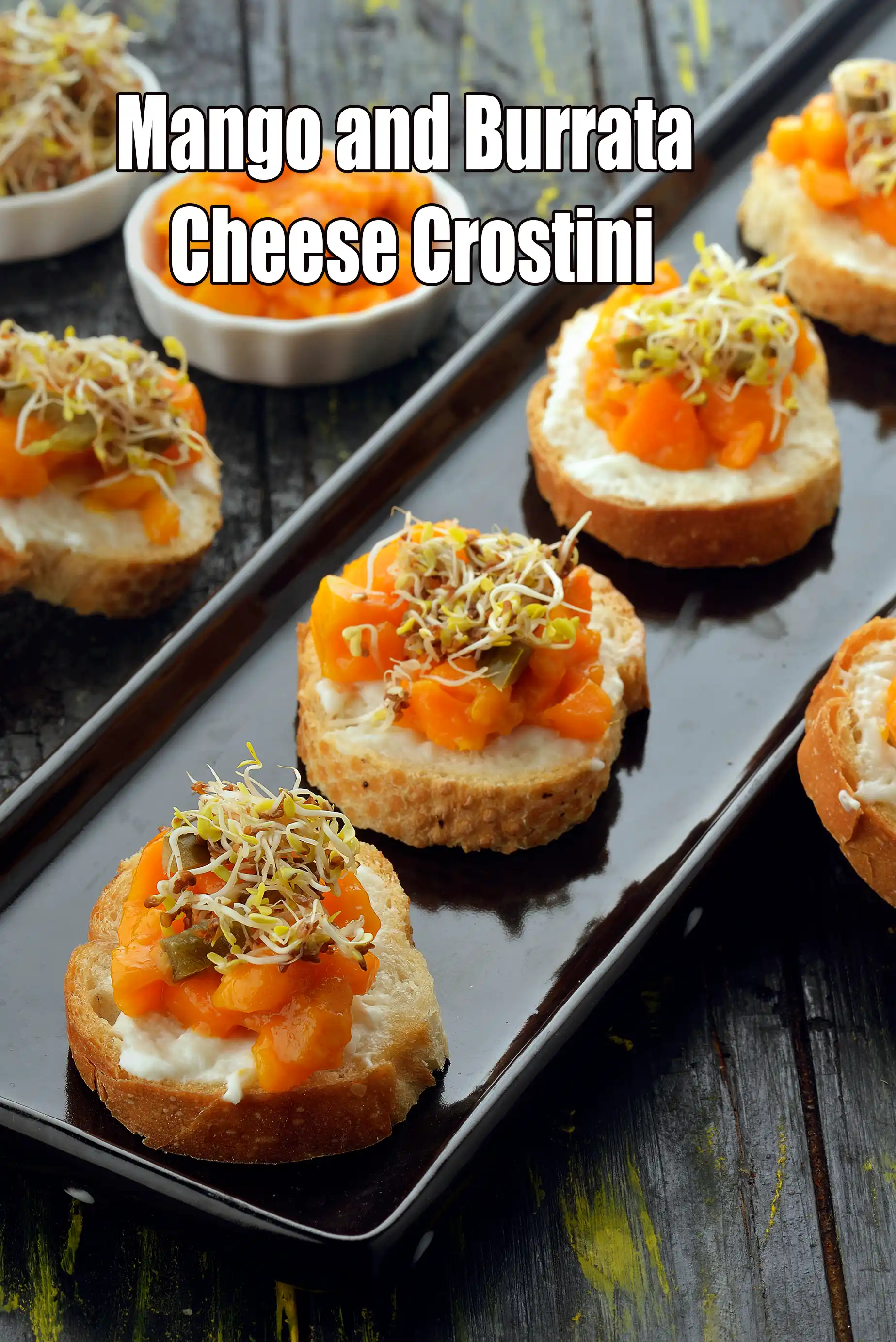 Mango and Burrata Cheese Crostini