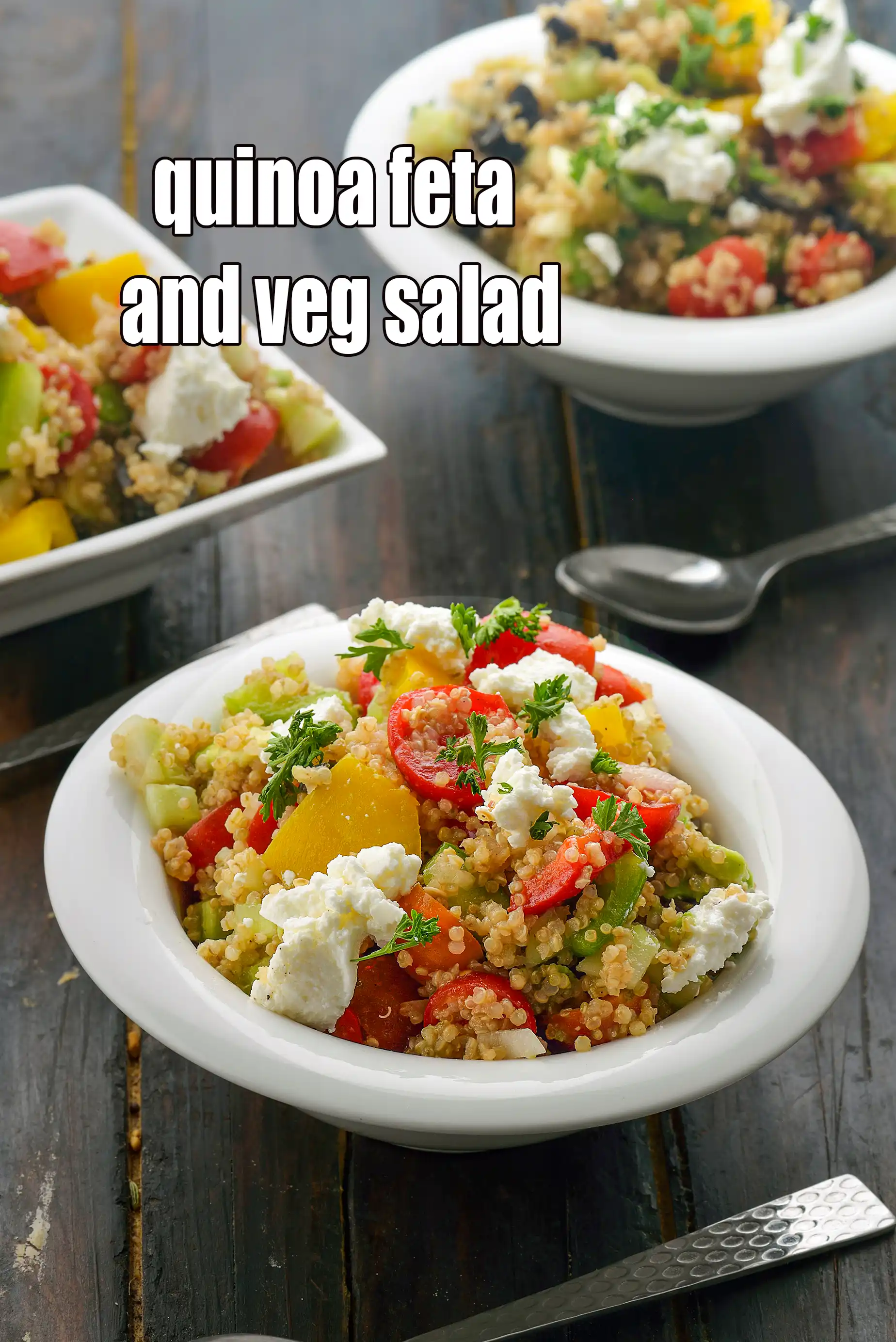 quinoa feta and veg salad recipe | quinoa salad with feta | healthy Indian quinoa veggie salad |