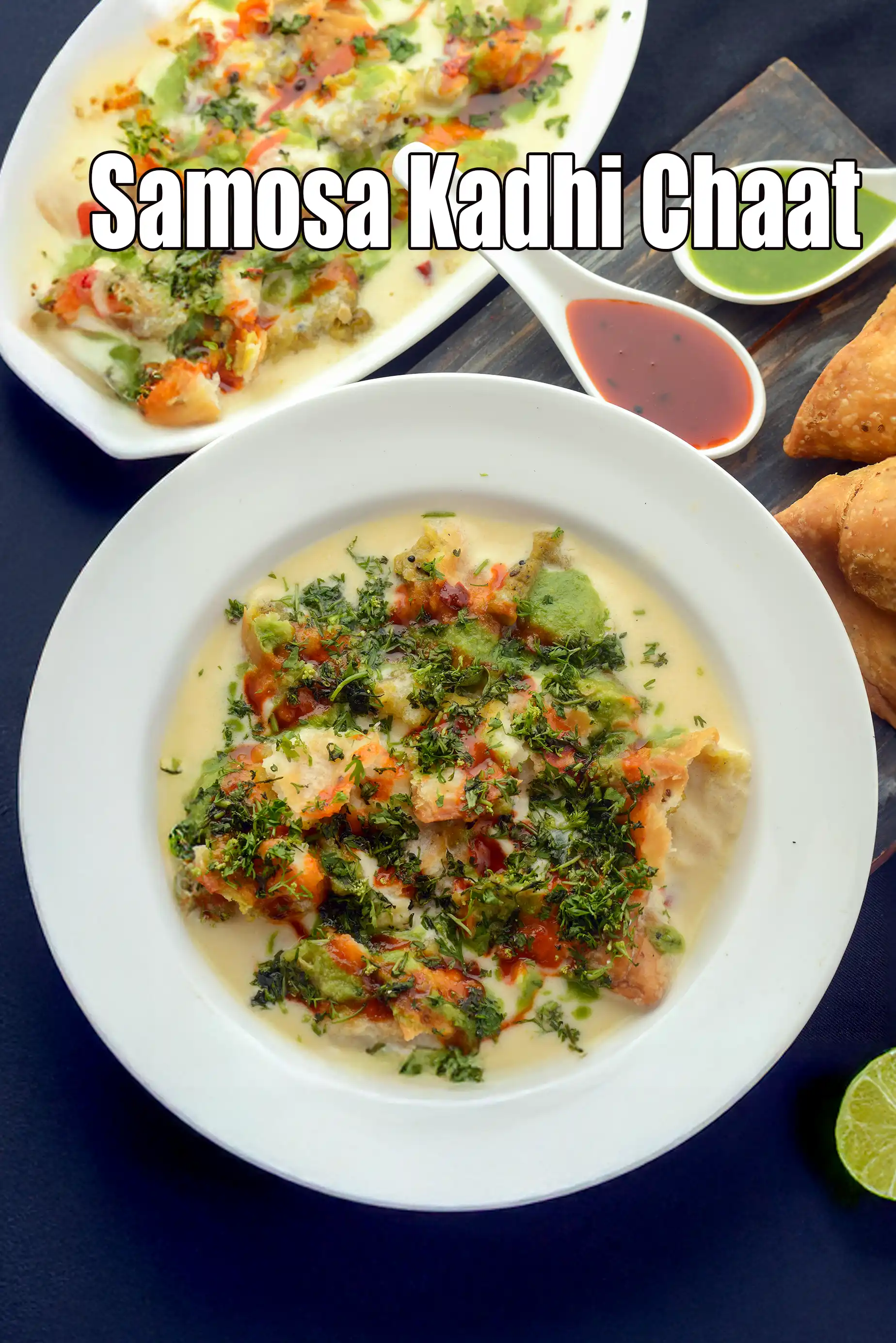 Samosa Kadhi Chaat ( Recipe Using Left Overs)