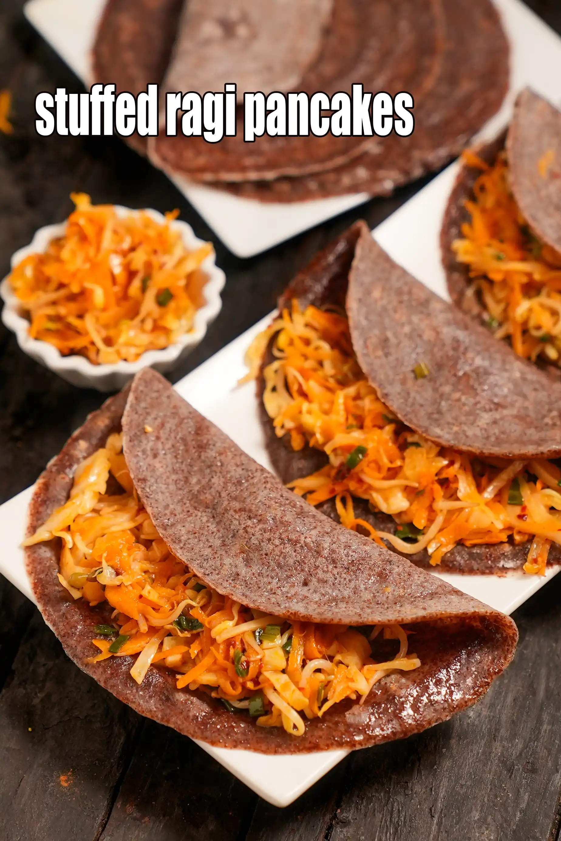 stuffed ragi pancakes recipe | nachni vegetable chilla | healthy red millet Indian pancake |