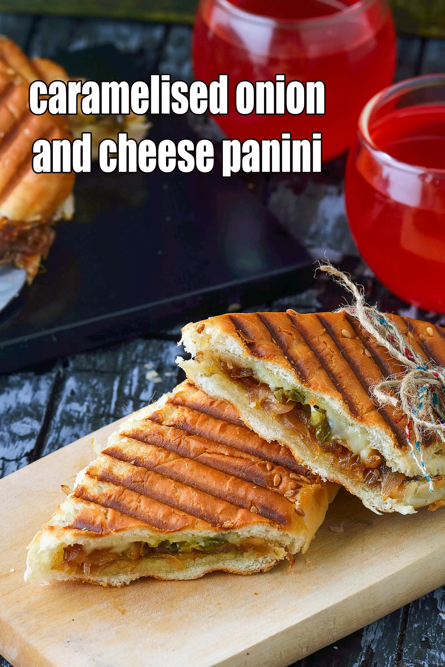 caramelised onion and cheese panini recipe | grilled cheese with caramelised onion sandwich | cheese and caramelised onion panini | cheese and caramelised onion toast |