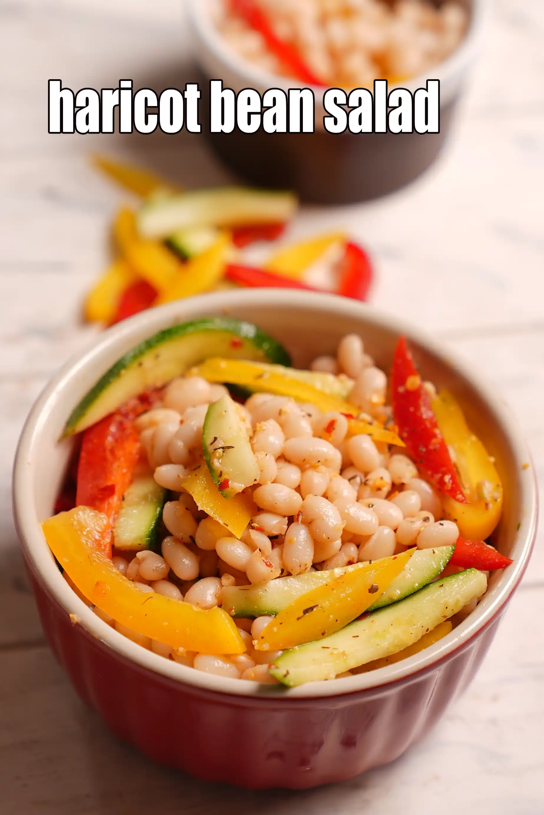 haricot bean salad recipe | white bean salad with vegetables | healthy Indian navy bean salad |