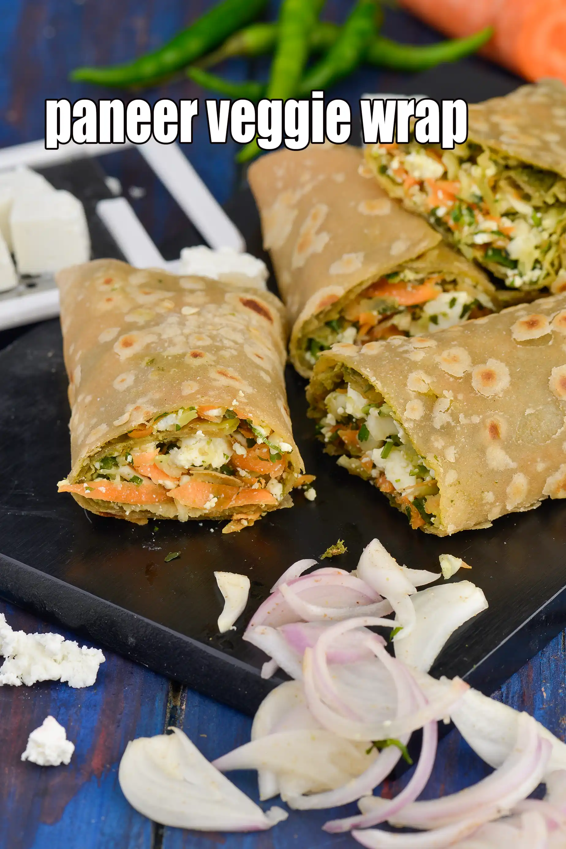 Paneer Veggie Wrap Recipe (Paneer Vegetable Wrap) | Tarla Dalal